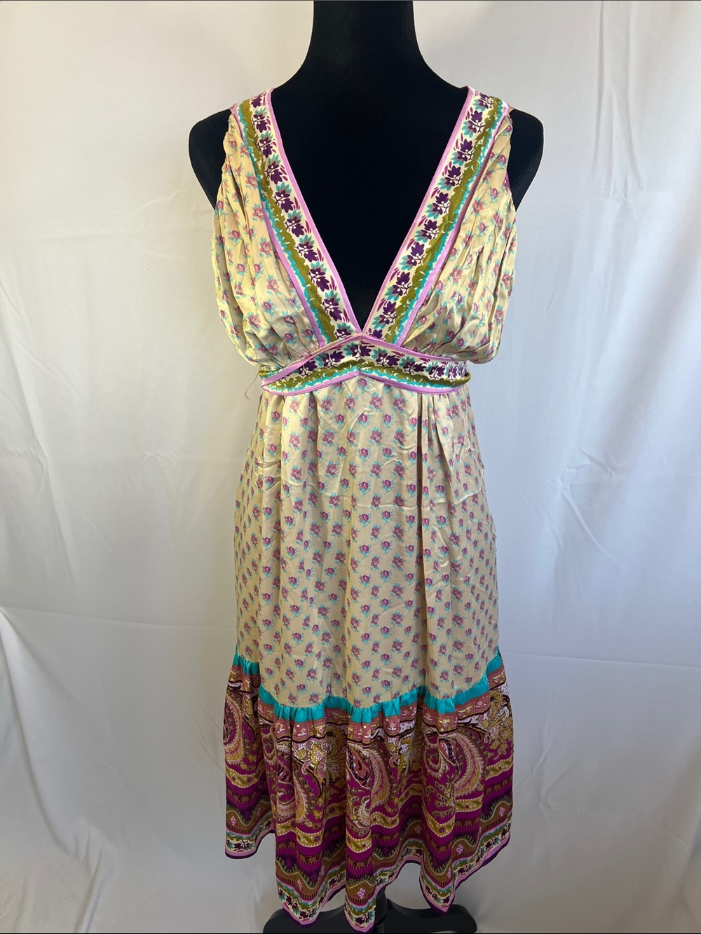 Mix It Multicolor Silky Paisley Midi Dress